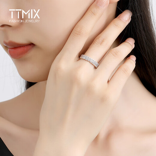 TTMIX women's pt950 platinum ring geometric diamond fashion platinum high-end ring birthday gift 10# 3.5-3.7g