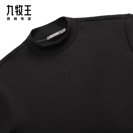 JOEONE half turtleneck solid color long-sleeved T-shirt sweatshirt for men autumn and winter casual cotton blended soft skin-friendly top inner fit slim version + black + TT1DX40227 XL 180/100A(52)