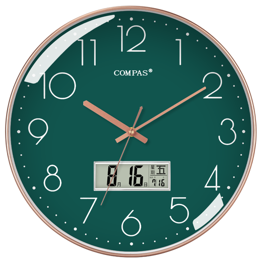 Compas Wall Clock Radio Clock 2025 Гостиная часы Стильные простые календарные офисные экзамены школы автоматическое время черно -белое 14 -дюймовое 6219 Радиозам (диаметр 35 см)