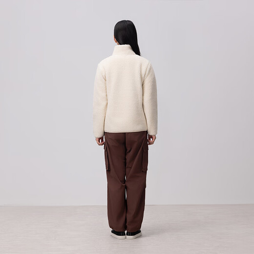 MUJI Women's Long Wool Fleece Jacket Women's Jacket Winter Women's Warm BBJ26C4A Ivory M (160/84A)