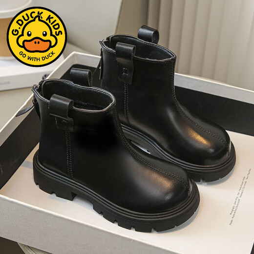 G.DuckKids Girls 'Boots 2024 automne et hiver Nouveaux bottes courtes pour enfants plus Velvet Martin Boots Boots en cuir pour bébé