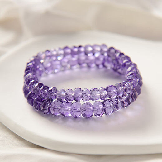 BOSFRU Uruguayan amethyst bracelet for women, natural multi-faceted irregular purple beaded bracelet, high-quality cultural gift, 8mm multi-faceted amethyst bracelet, bracelet length 16cm
