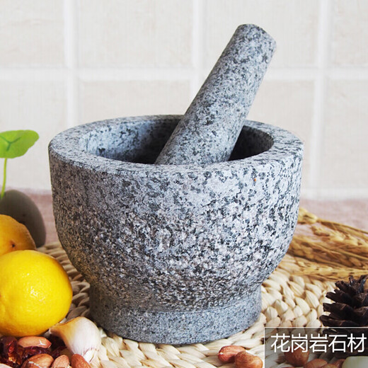 YEIES marble granite garlic pounder stone mortar household old-fashioned stone nest stone large bowl garlic paste grinding