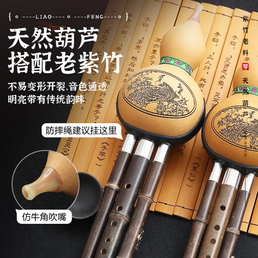 蓼风紫竹葫芦丝c调小学生专用初中儿童初学者降b调防摔葫芦丝乐器 防摔独奏款【红檀管】降B+盒