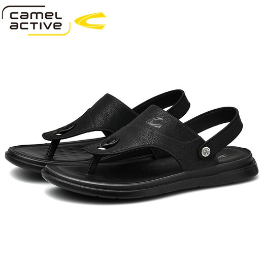 Deutsche Kamel-dynamische Männersandalen für Sommer neue lässige Strandschuhe weiche Sohle Nicht-Schlupf-Sandalen Dual-Purple-Sandalen Clip-In Flip Flopslip 3880 Schwarz (Sportschuhgröße) 39