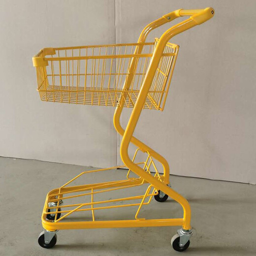 Ruhao shopping cart supermarket shopping mall trolley tally purchase trolley grocery shopping trolley double-decker shopping cart pink