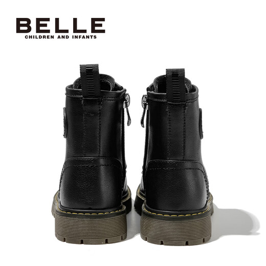 Belle Kinderschuhe Kinder Fleece Martin Stiefel Mädchen Short Stiefel Baby Lederstiefel Schwarze Prinzessin Single Boots Herbst neue Stiefel Vanille-Reis-Eingang de3891 30