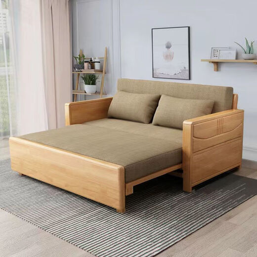MU GONGZI SOFFICATION DE LA LOBE DE MU GONGZI Pliant Simple Modern Living Room Multi-fonction Petit appartement Single et double assis et couché à double usage lit 1,5 mètres Couleur de noix Couleur marron coco
