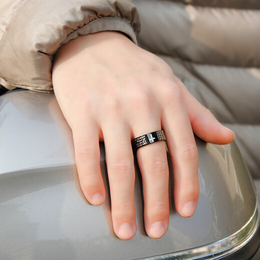 BJYL free engraving cross ring men's trendy and domineering single ring personality retro fashion black index finger ring US size 7 inner diameter 17.3mm