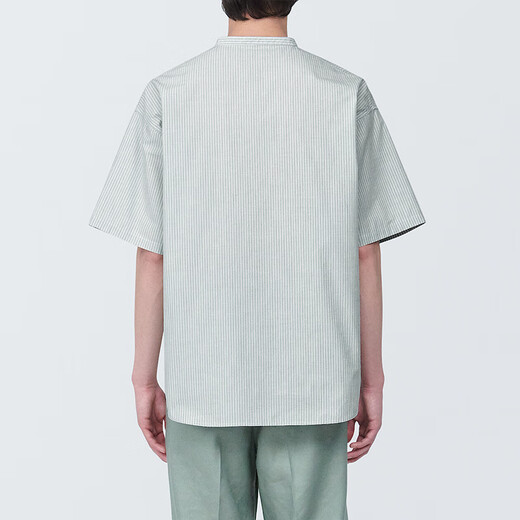 MUJI (MUJI) Feeling de hombres Henry Henry Camiseta de manga corta Camisa de base de hombres Historia de hombres AC1W6C4S Rayas verdes claras M (170/92a)