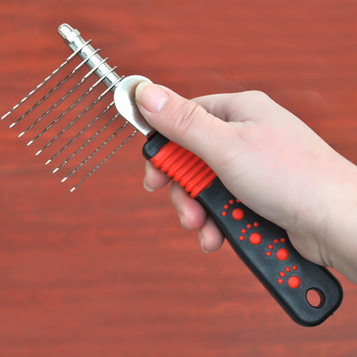 OUOETY pet comb Teddy comb dog grooming comb loose knot comb knot opener knife knot comb knot opener artifact universal red