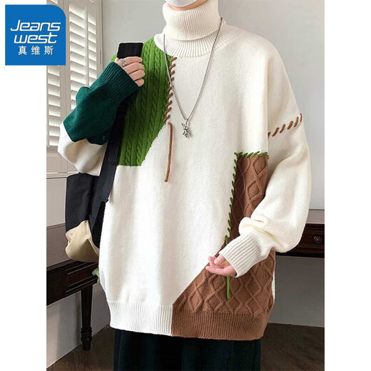 
Jewish turtleneck sweater for men in autumn and winter new Korean style lazy style loose long collar base shirt plus velvet thickened warm top 10719/WE6231R brown color (added velvet) XL