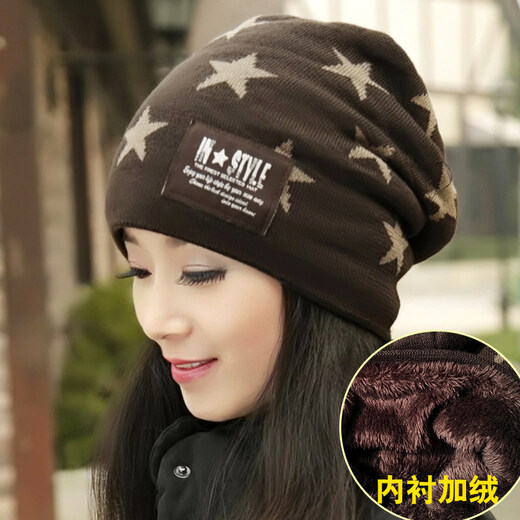 ZHIDOUDOU年轻妈妈女帽冬款帽子女秋冬百搭韩版潮保暖加绒包头帽时尚女士妈 深咖色 内衬加绒