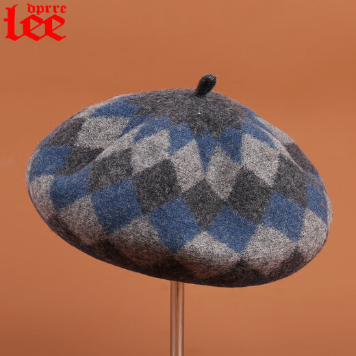 Lee dprre autumn and winter woolen beret new fashion ladies British elegant temperament retro literary versatile painter hat navy + gray one size 55-58cm