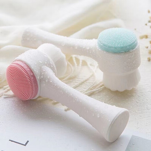 Mo Ting Facial Washing Brush Soft-bristled Facial Cleansing Instrument Brush Cleansing Brush Facial Pore Deep Cleaning Artifact Blackhead Device Silicone Double-Sided Double-Sided Facial Washing Brush Pink + Blue 1 each