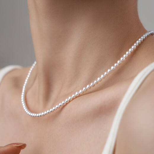 MeluxeS925 silver millet beads freshwater pearl necklace young and light luxury birthday gift for girlfriend, wife, mother, best friend