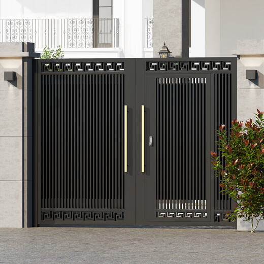 金赋顺铝合金庭院门新中式别墅电动大门农村自建房铁艺院子门小区花园门 铝合金材质/款式一