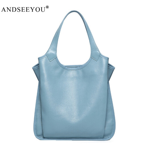 ANDSEEYOU full genuine leather casual wing bag vertical handbag women's simple first layer cowhide large capacity shoulder bag large bag soft leather red This model is a large bag that can hold A4