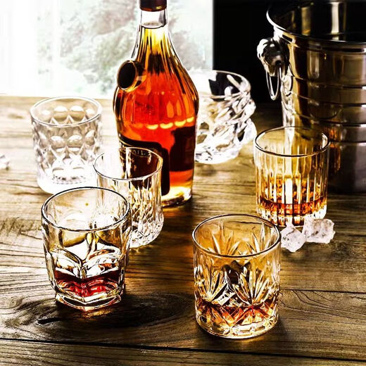 Enshousu whiskey glass crystal glass European style spirit glass thickened beer glass glass water glass bar foreign wine glass wine set 300ml classical No. 3