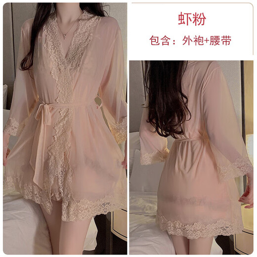 性感内衣纯欲网纱睡衣加胸垫聚拢睡裙外袍女家居服套装角色扮演夫 P3886绿色(短裤) XL