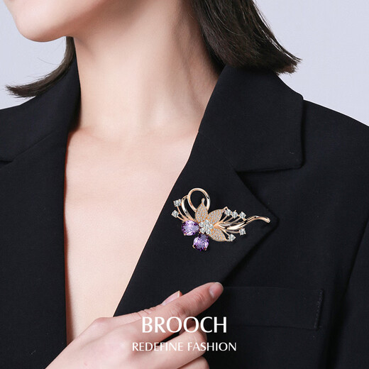 Miling corsage brooch high-end exquisite fashion high-end women's pin accessories luxury suit brooch women's high-end light luxury blue