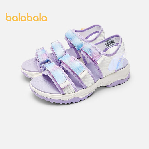 Balabala children's shoes children's sports sandals girls beach shoes summer sweet mesh breathable shoes Velcro pink purple 70005 36 (foot length 22.1-22.7/inner length 23.2)