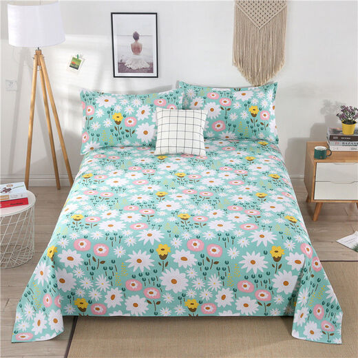Xingyue Shengfan can't afford to throw the ball, pure cotton old coarse cloth bed sheet three-piece set, thickened cotton single double large bed Kang single bed, small gray flower, 2 meter bed, 2.3x2.7 meter bed sheet