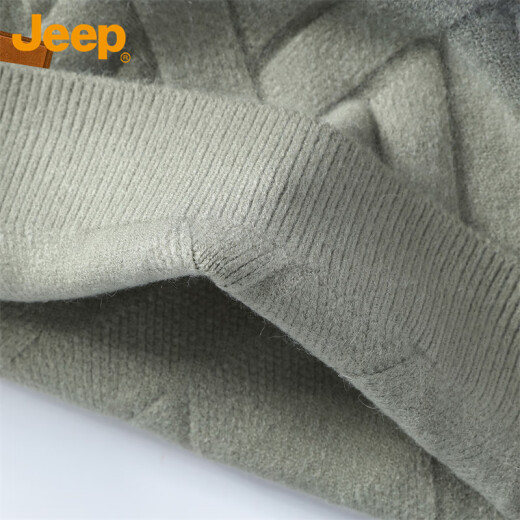 吉普（JEEP）毛衣男秋冬季衬衫领针织衫男士保暖上衣男装打底衫 绿色 XL 