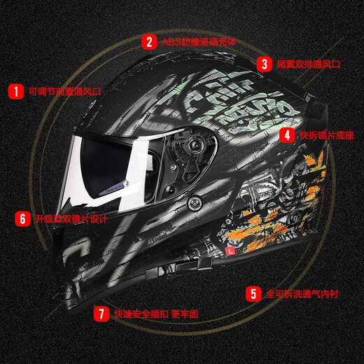 Tank T127 motorcycle helmet full-face dual-lens anti-fog electric vehicle all-season helmet for men Asian black 66 road XL