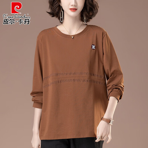 
Pier Cardin plus fat plus size pure cotton T-shirt for women long-sleeved spring and autumn loose thin sweatshirt middle-aged elderly mother base shirt top royal blue [9925] 4XL suitable for 160-180Jin [Jin equals 0.5 kg]