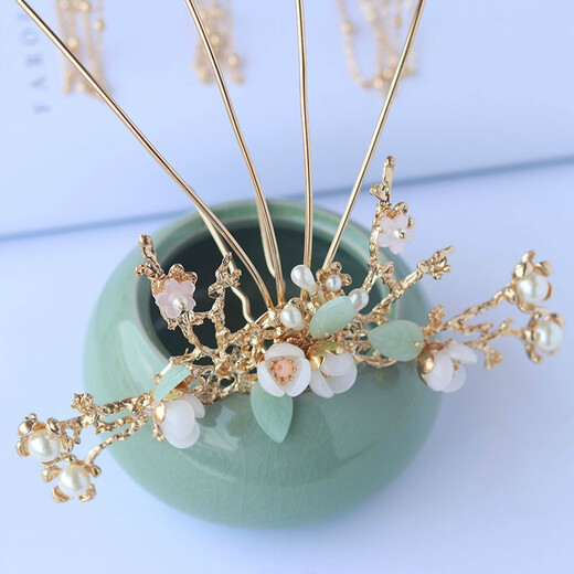 Hanfu headwear, women's ancient style hair crown, daily atmosphere, long tassel hairpin, super fairy costume writing accessories, moon sky