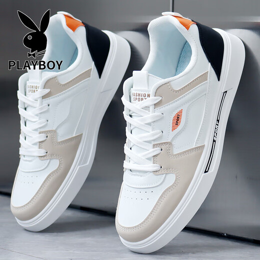 Playboy 2025 Autumn New Zapatos para zapatos blancos para hombres zapatos de estilo coreano versátiles anti-odor casual zapatos para hombres deportes zapatos de mesa transpirables Songke-9905 blanco y negro 41