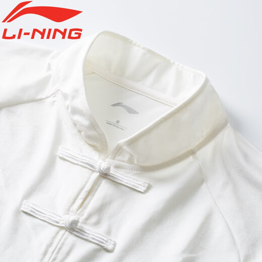 李宁（LI-NING）太极服高弹牛奶丝太极拳八段锦全套太极练功服装中国风武术表演服 李宁-长袖白色（乳白） L身高170-175cm体重140-160斤