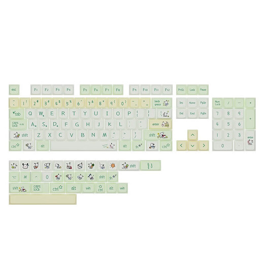 Pipa Bear Logitech 104-Key Mechanical Keyboard Keycap Special Keycap K845/K835/G412/K865 Wear-resistente durchscheinende DIY-Farbinstallation Einfache Silent Cartoon Lady Parcha Dog-Key Cap + Key Puller (Gegenüber)