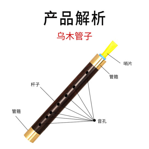 新艺（xinyi）乌木管子乐器催泪管单管初学者成人演奏厂家直销筚篥管乐 乌木C调+8大