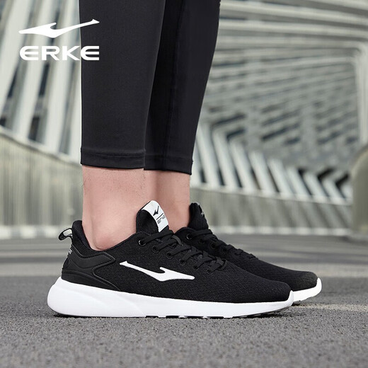 Hongxing Erke Men's Shoes Sports Shoes Comfortable Casual Running Shoes Light Soft Soled Mesh Shoes Jogging Shoes Men's Black/White 41