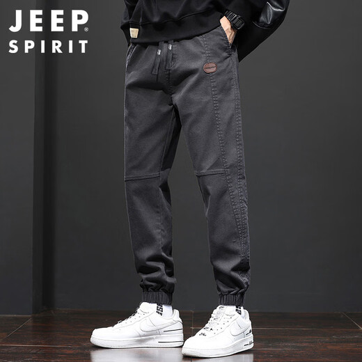 JEEP SPIRIT吉普休闲裤男春夏季韩版束脚裤子男士宽松工装裤 灰色 XL