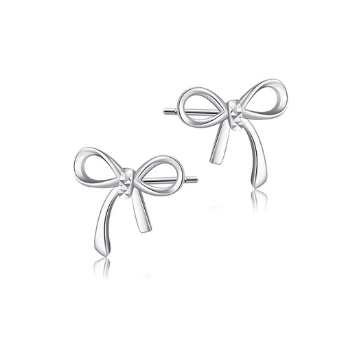 Gold Supreme PT950 Platinum Earrings Sparkling Bow Women's Versatile Platinum Earrings Birthday Gift Price 1.31g