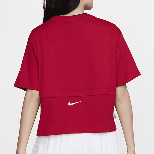 耐克（NIKE）短袖女装2025夏季新款运动服针织透气圆领休闲T恤上衣HF6291-133 HF6291-687红色 S