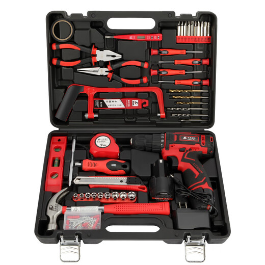 Kraftwell 126-piece hand drill tool box set Office drill tool set Dual battery electric screwdriver set Woodworking screwdriver hardware tool P3893A