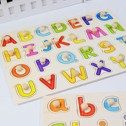 Toys de Humo, lettres numériques, puzzle de planche à emporter à la main pour enfants, puzzle de bébé éducation précoce, jouets en bois, ensemble 2 pièces [Fruit Model + Forest Animal]