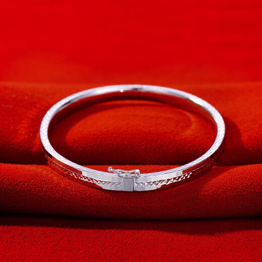 Yuan Shengfu's new PT950 fashionable oval laser platinum bracelet, fashionable and versatile platinum bracelet, concubine bracelet, 16.97g, ring mouth 60mm
