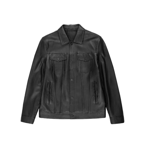 Customized star Wang Yibo's same style autumn high-end sheepskin handsome motorcycle leather clothespin jacket Wang Yibo leather jacket XL