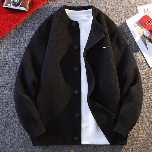 Bushman knitted cardigan jacket men's autumn and winter outer sweater men's loose autumn jacket youth high-end sweater 24890 gray