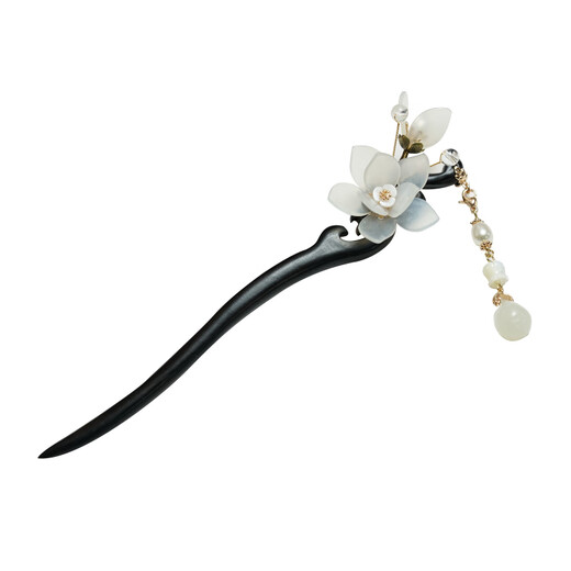 Meng Junchen ebony wood hairpin handmade jade hairpin flower Hanfu costume Xiuyu jade ancient style peach blossom classical hairpin modern cheongsam hairpin Xiuyu orchid solid wood gift box