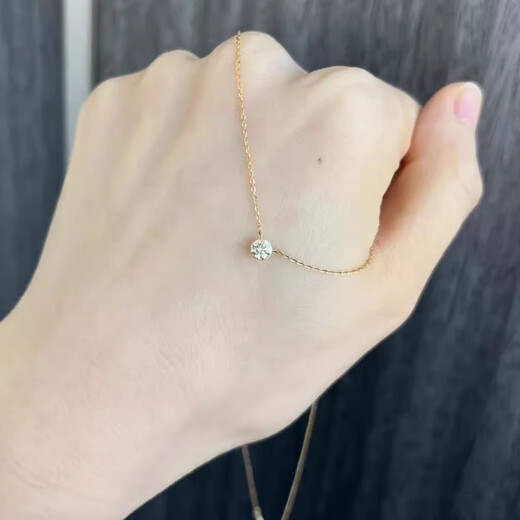Fat Donglai's same style 18K gold booger diamond necklace Japanese agete stone 18k gold clavicle chain pendant 30 points diamond