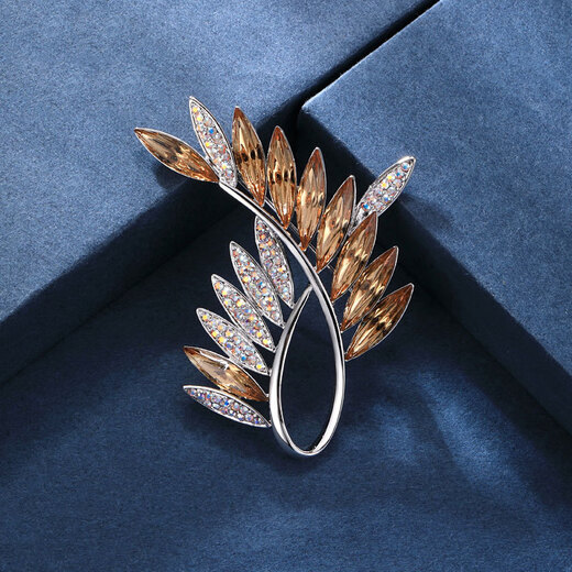 Si Li Korean design crystal brooch, elegant temperament, anti-exposure pin, simple and elegant corsage, suit accessories, purple olive branch