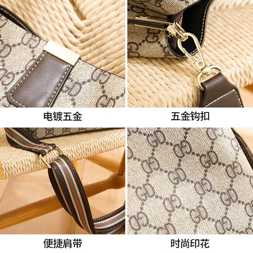 Shark bag women's bag retro print shoulder bag women's trendy casual bucket bag versatile crossbody bag women's bag gray