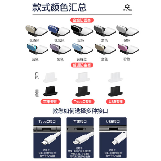 LIEIPura70Pro+Huawei mate60Pro Xiaomi 14200 mobile phone speaker hole dustproof sticker TypeC dustproof plug nova13 Apple 16Pro headphone power plug Android TypeC port - black alloy plug 2 sets + black dustproof net 2