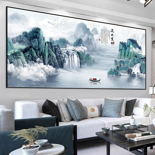 Dincmei Dingchuangmei Landscape Painting Stickers Living Room Decoration Painting Backer Wangcai Office Background Wall Sticker Self-adhesive Landscape Painting Mural 01. Flowing Water Makes Money Width 60cm-Height 30cm Self-adhesive Landscape Painting with Glue on the Back